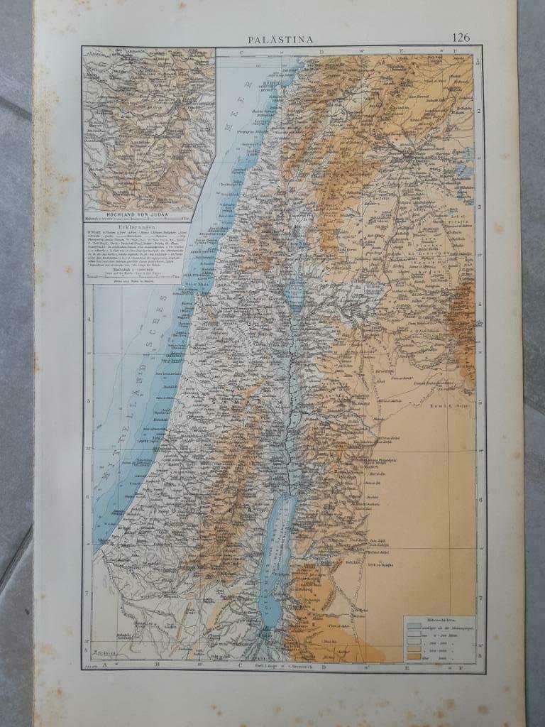 126 / Palestina - Israël met nevenkaart Judea - Litho 1899, Ophalen of Verzenden