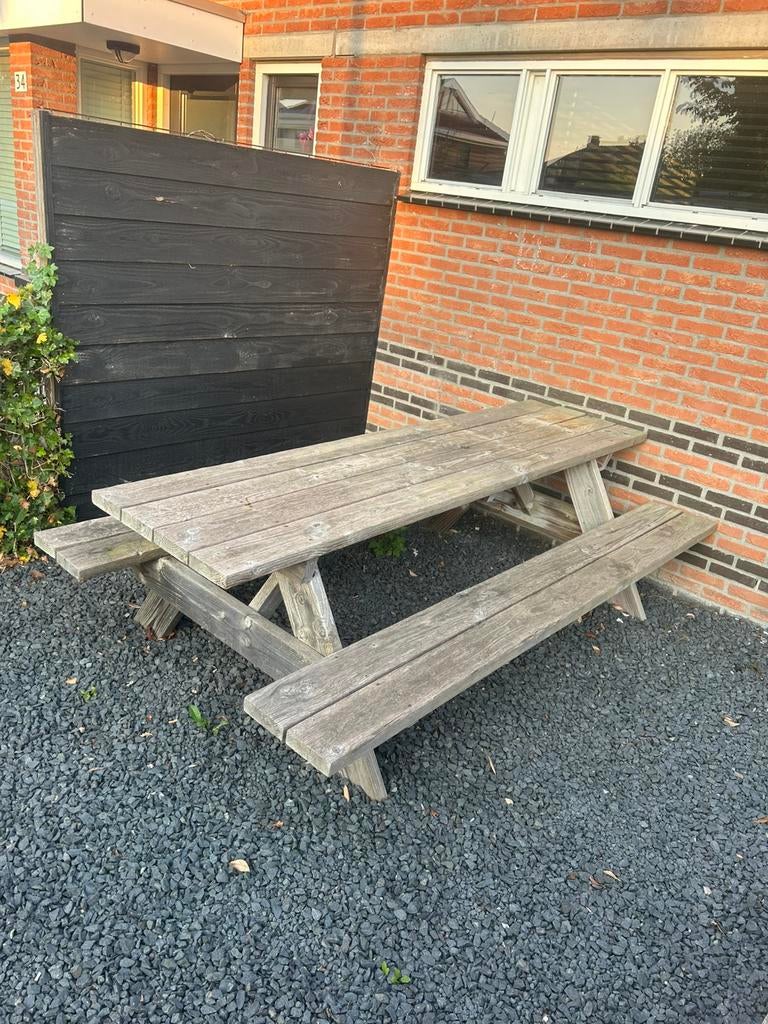Picknicktafel, Tuin en Terras, Ophalen, Gebruikt, Rechthoekig, Hout