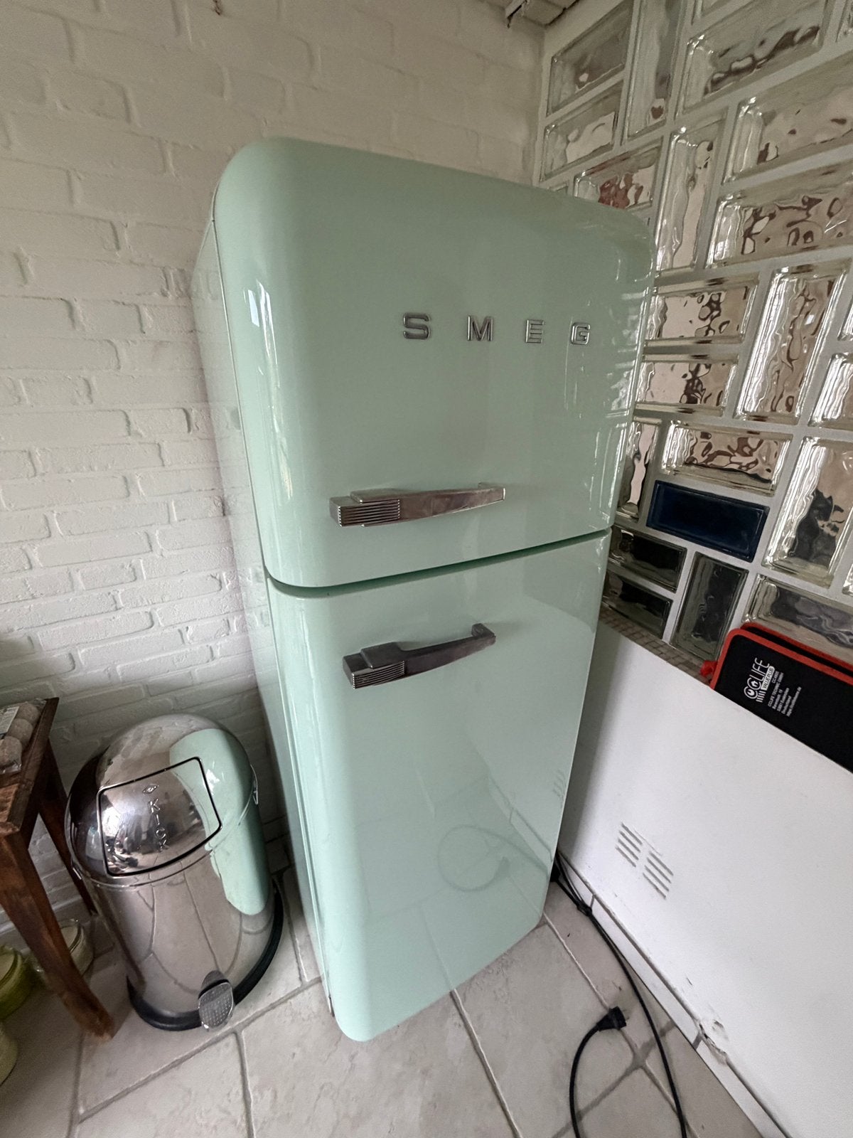 Smeg koelkast met vriesvak, mintgroen, Ophalen, 150 tot 200 liter, Gebruikt, 160 cm of meer