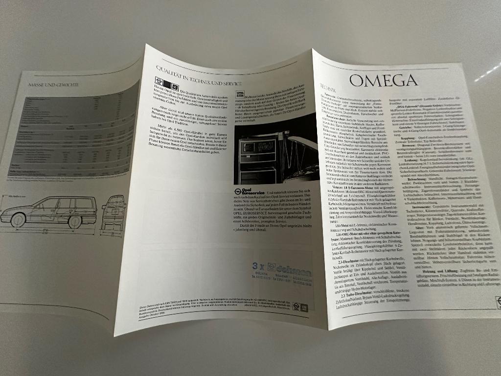 Folder Opel omega CD 1986 stationcar caravan gls, Ophalen of Verzenden, Zo goed als nieuw, Opel