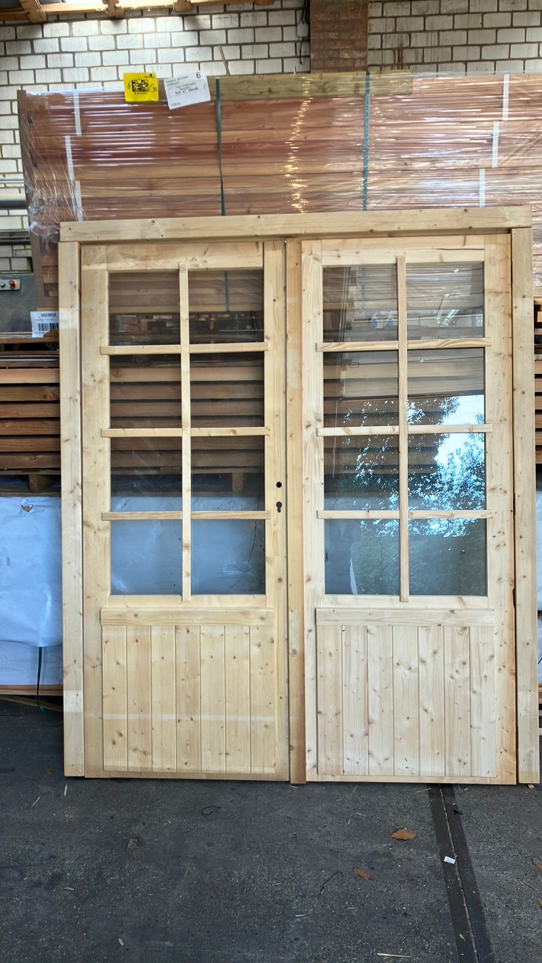 Vuren dubbeledeur incl glas b keus, Ophalen, Zo goed als nieuw, Minder dan 180 cm, Balken