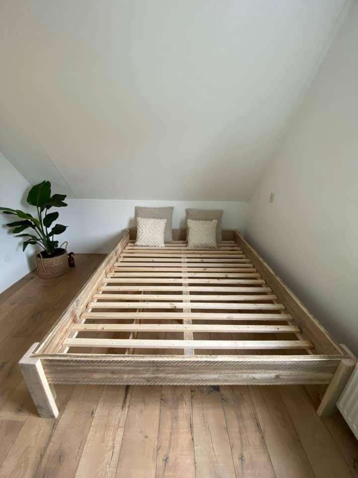 2-persoonsbed Lucas 180 220 120 200 140 Massief Hout Stevig, Huis en Inrichting, Slaapkamer | Bedden, Ophalen, Stevig Echt Hout
