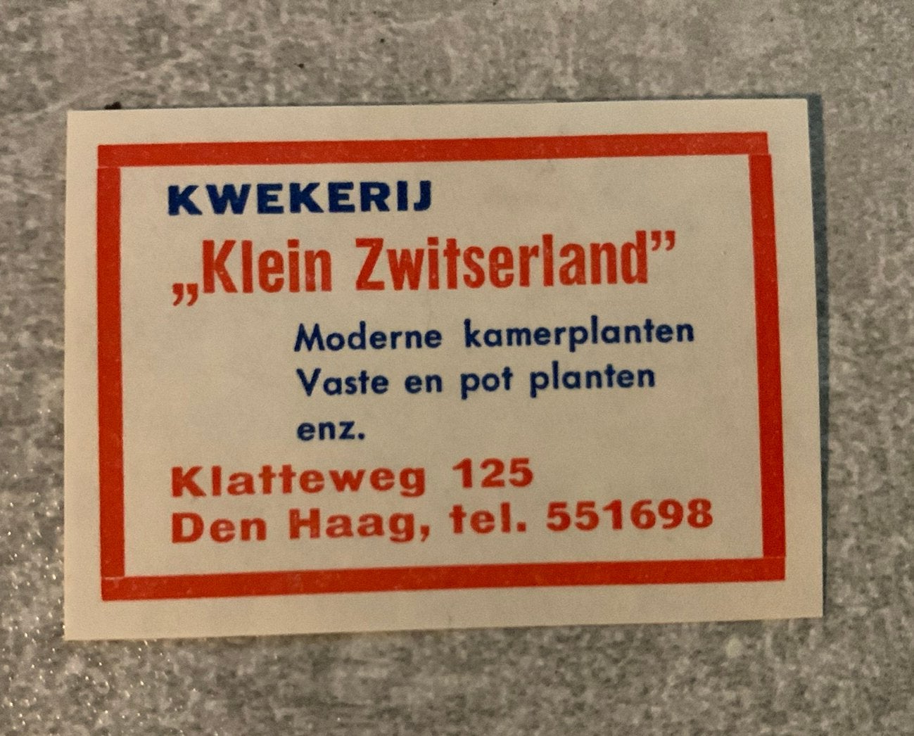 Lucifermerk den haag, kwekerij klein Zwitserland, Verzenden, Zo goed als nieuw, Luciferdoosjes of -merken