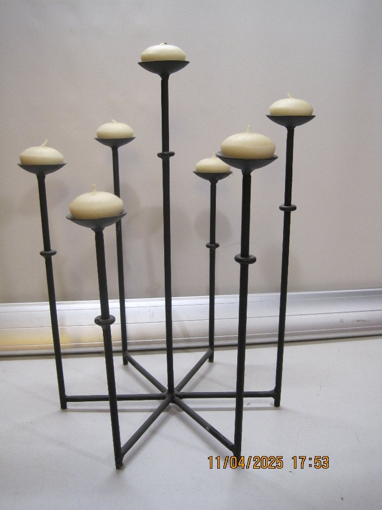 hysteria kandelaar 40 cm hoog 28 cm dia zwart metaal (337, Gebruikt, Zwart, Ophalen of Verzenden, 40 cm