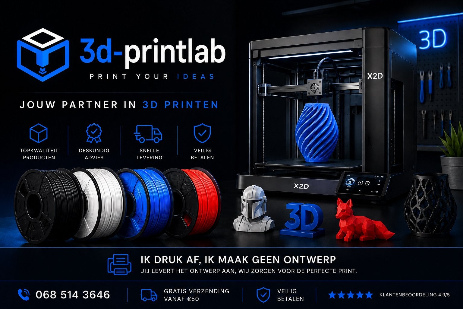 3D Printservice: Hoge Kwaliteit Prints op Maat, Computers en Software, 3D Printers, Ophalen of Verzenden, Nieuw, Filament