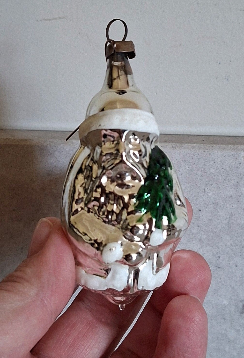 Prachtige Vintage Glazen Kerstbal – Kerstman, Diversen, Ophalen of Verzenden, Gebruikt