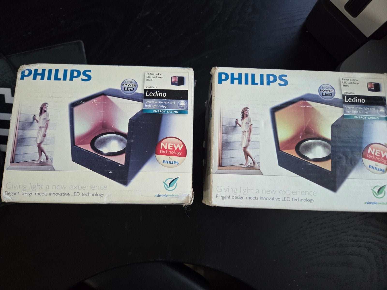 Philips Ledino LED wandlamp - Zwart (2 stuks), Huis en Inrichting, Philips, Zwart, Nieuw, Overige fittingen