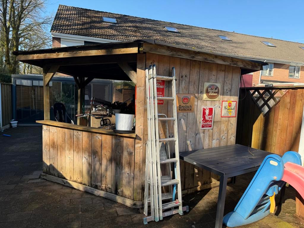Prieel overkapping 4x4m steigerhout - zelf demonteren/ophale, Tuin en Terras, Overkappingen, Ophalen, Gebruikt, Tuinpaviljoen