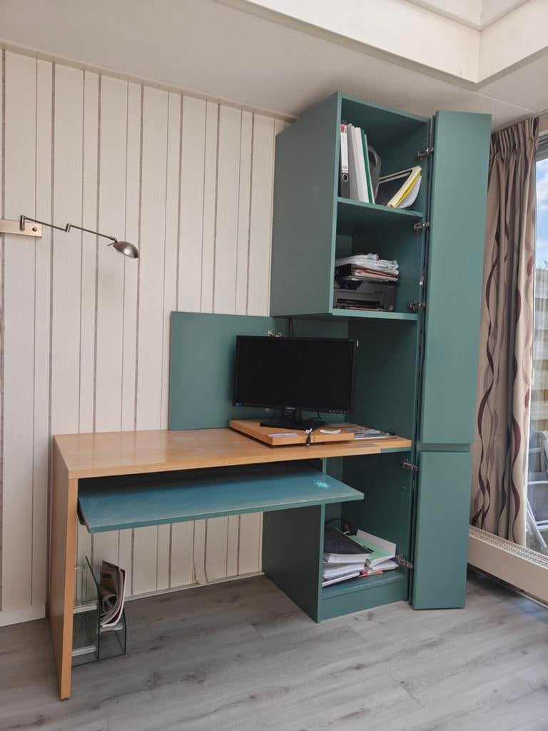 Banz Bord Computer kast met bureau, Ophalen, Opbergruimte, Groen, Gebruikt