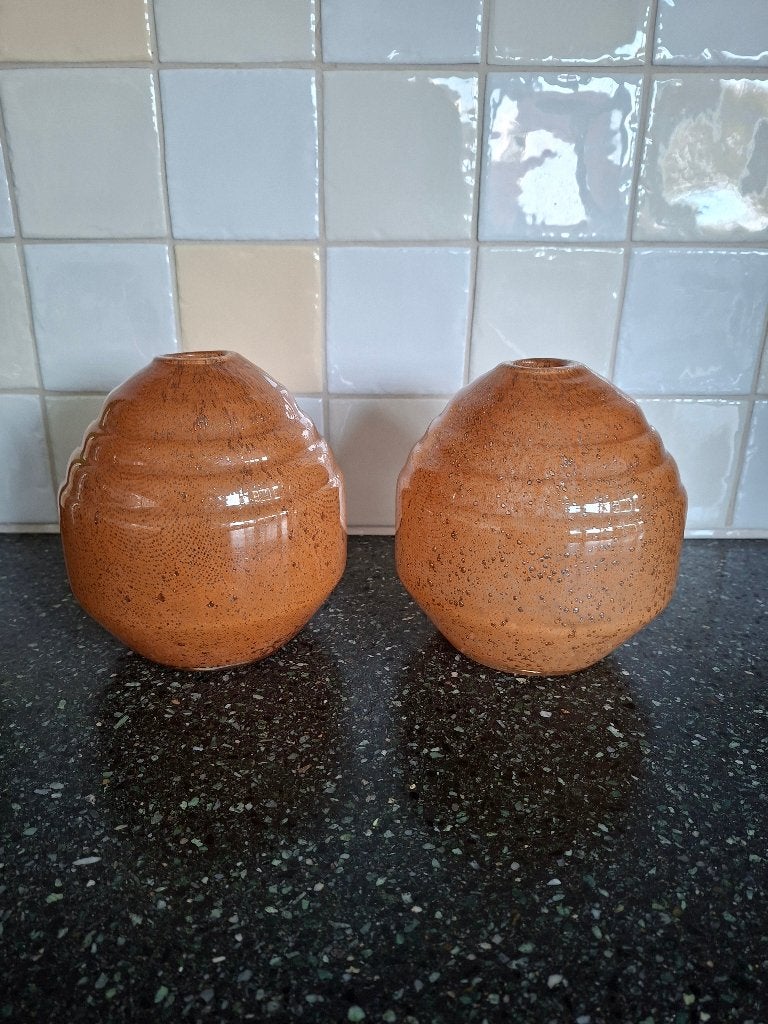 Vazen van glas in de vorm van een bijenkorf, Ophalen of Verzenden, Bruin, Glas
