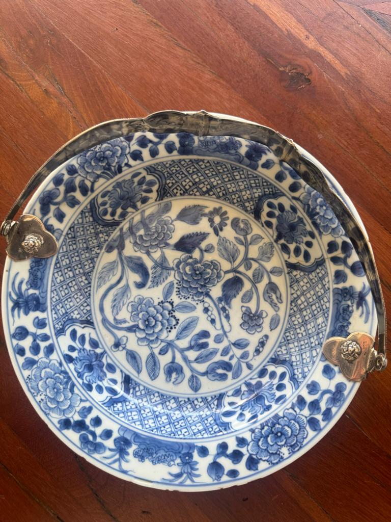Origineel Wanli Ming Dynastie Diep Bord met Zilveren Heft, Ophalen of Verzenden