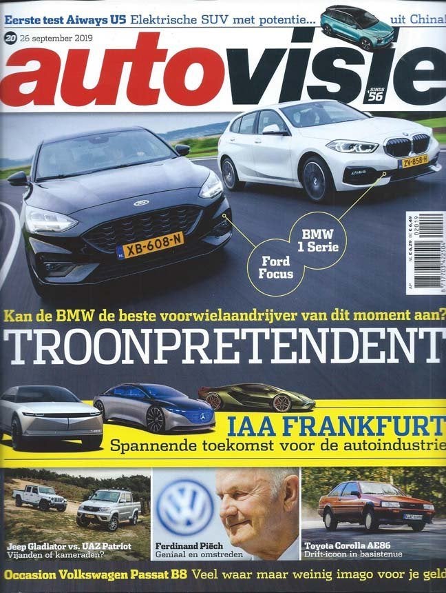 Autovisie 20 2019 : Toyota AE86 - Ford Focus ST-Line - BMW, Boeken, Auto's | Folders en Tijdschriften, Ophalen of Verzenden, Gelezen