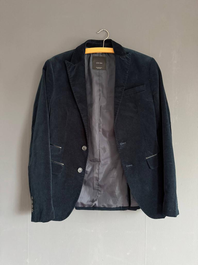 Zara Man fluwelen blazer marineblauw maat 46, Ophalen of Verzenden, Zo goed als nieuw, Maat 46 (S) of kleiner, Blauw