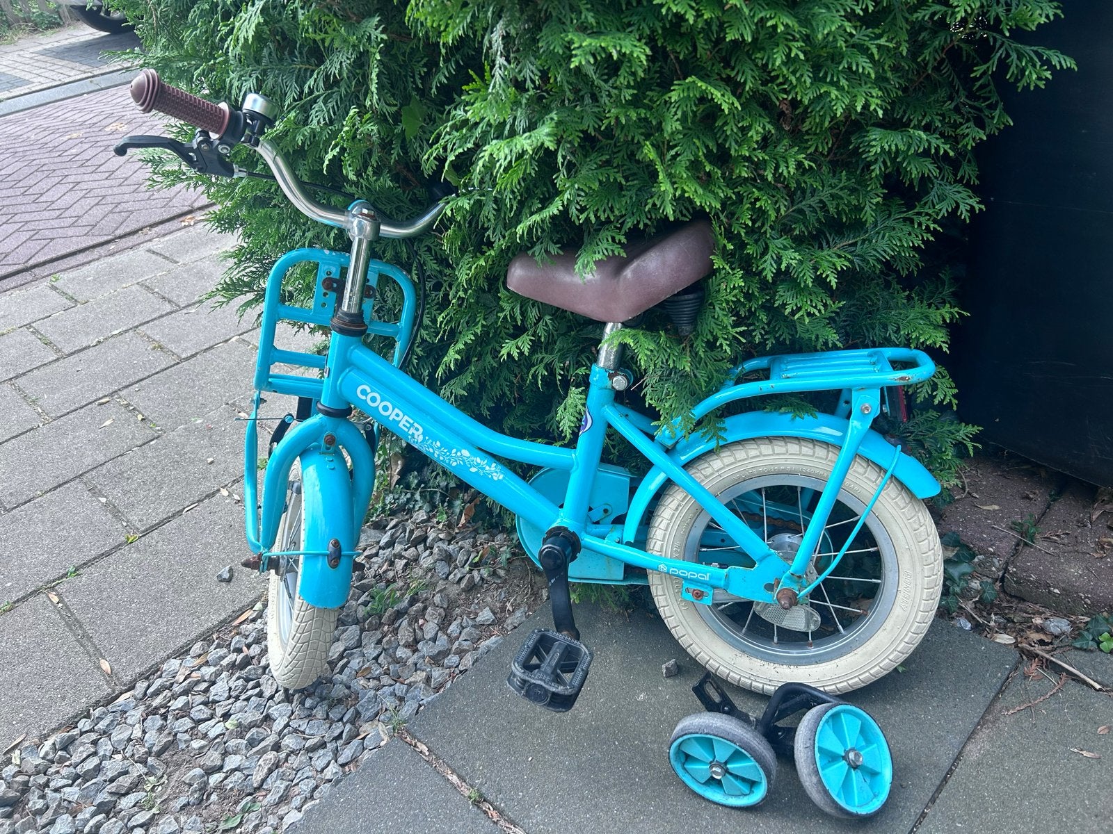 Cooper Kinderfiets 12 inch met zijwieltjes, Ophalen, Terugtraprem, Zijwieltjes, Gebruikt