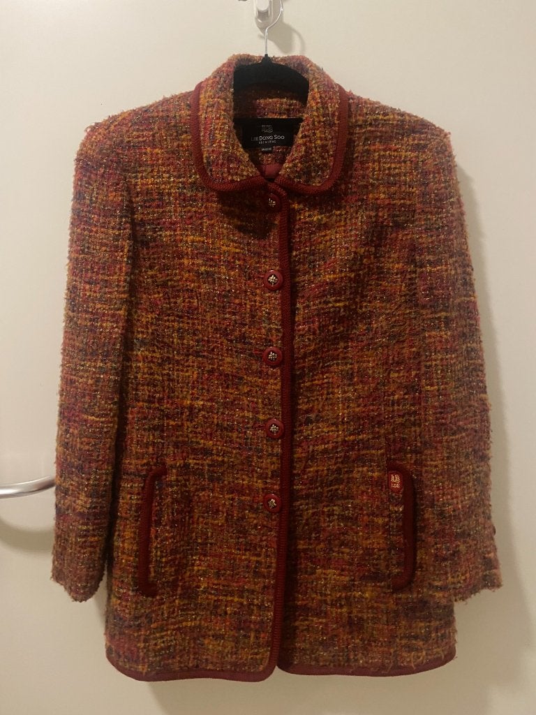 Wollen tweed jasje | Bordeaux, Maat 38/40 (M), Ophalen of Verzenden, Vintage, Gedragen