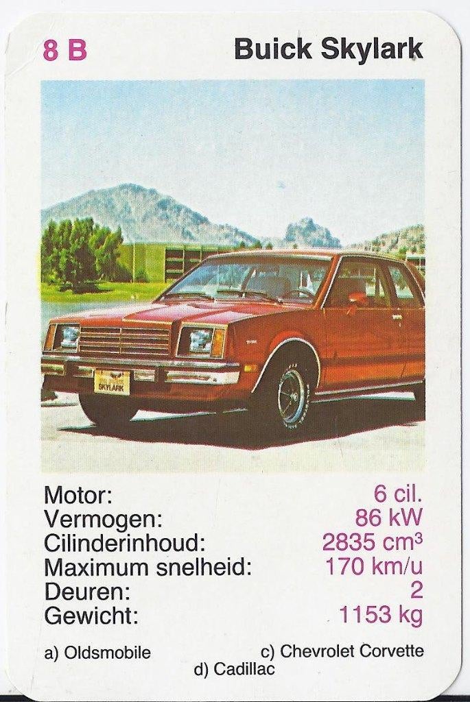 Kw3031 autokaartje 8b buick skylark, Ophalen of Verzenden, Zo goed als nieuw, Auto's