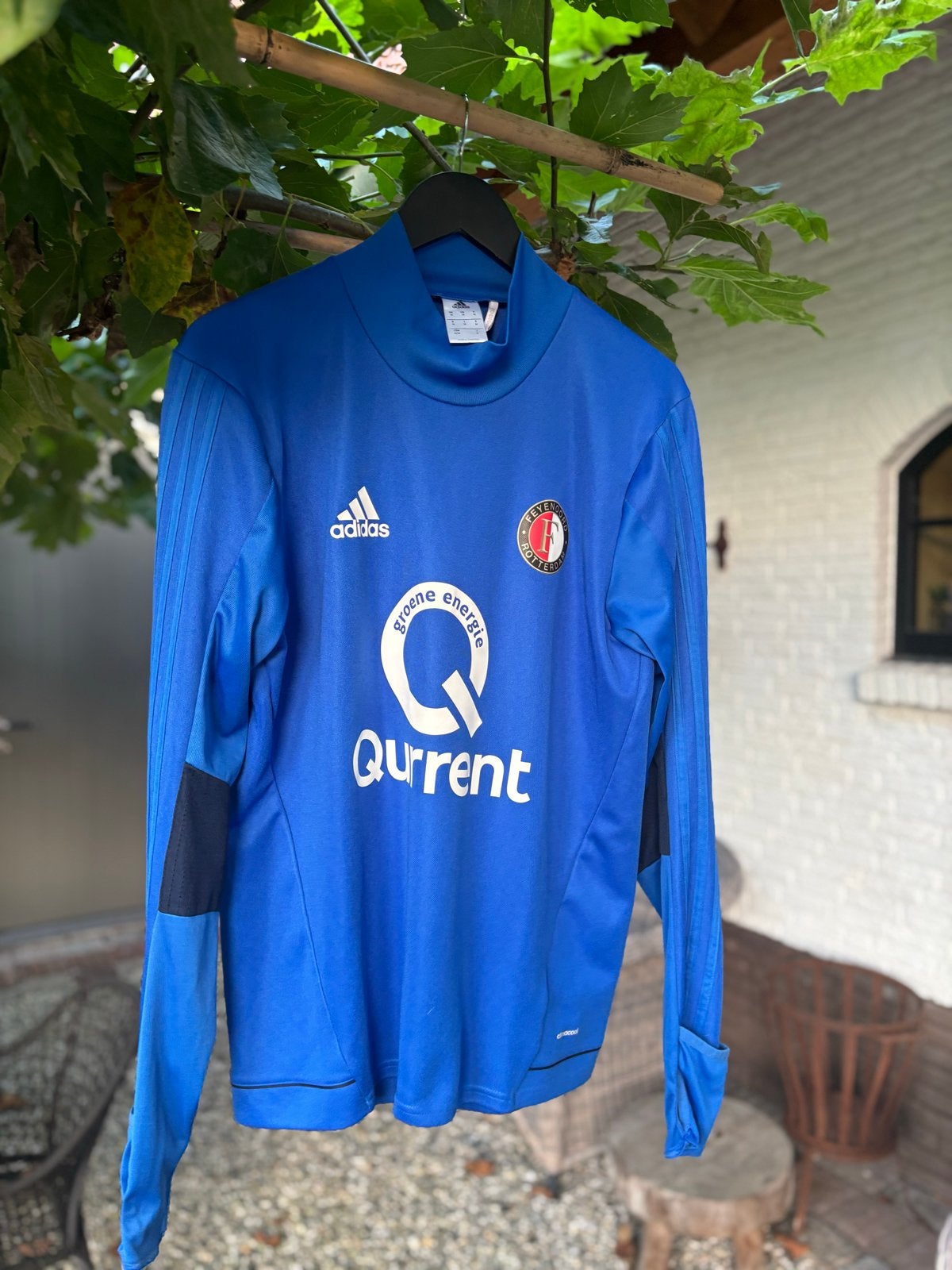 Adidas Feyenoord trainingstrui blauw maat M, Voetbal, Gedragen, Verzenden, Maat 48/50 (M)