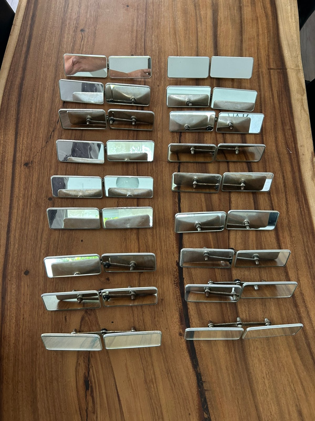 18 x Originele dubbele binnenspiegels oldtimer zonder poot, Auto-onderdelen, Spiegels, Ophalen of Verzenden, Gebruikt