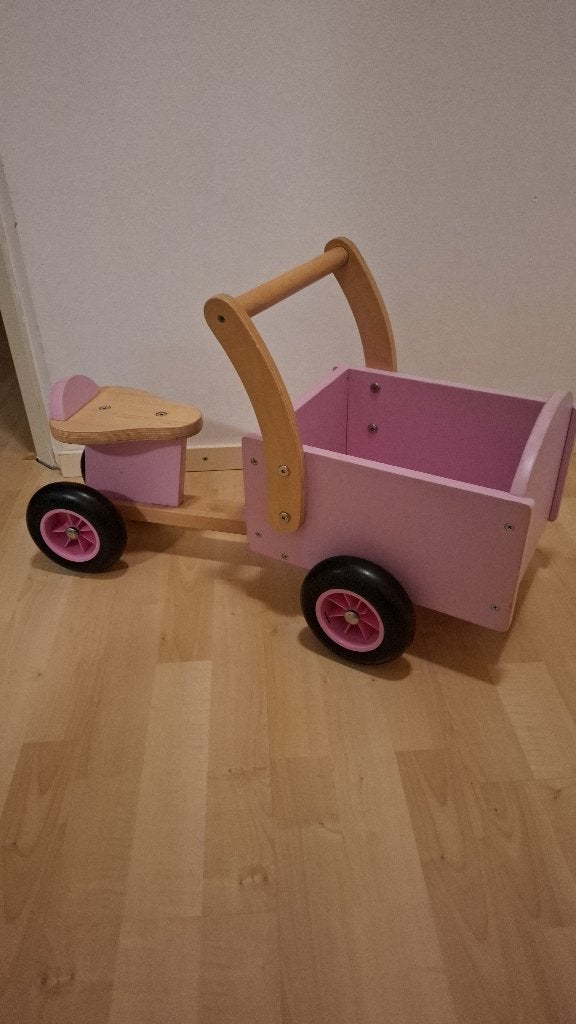 Houten bakfiets roze, Ophalen, Gebruikt, Jongen of Meisje