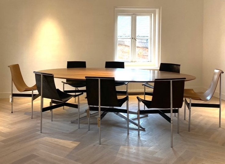 Florence Knoll tafel vintage ovaal, Ophalen, Zo goed als nieuw, 75 m² of meer, Laminaat