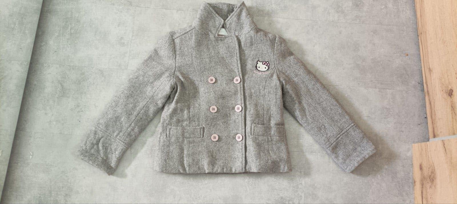 Hello Kitty winterjas grijs maat 6 (110/116), Gebruikt, Meisje, Ophalen of Verzenden, Hello Kitty