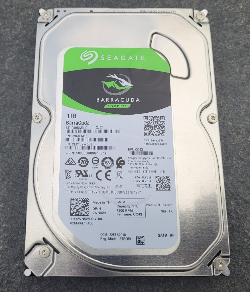 Seagate Barracuda 1TB Hardeschijf, Computers en Software, Ophalen, Intern, Gebruikt, Seagate, Western Digital