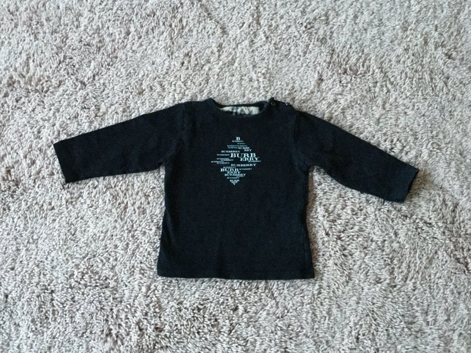 Burberry baby shirt lange mouwen zwart.maat 74/80, Ophalen of Verzenden, Zo goed als nieuw, Jongetje of Meisje