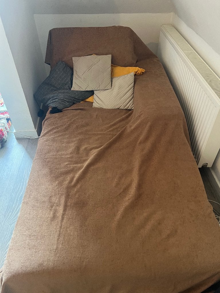 Witte Leren   hoekbank 2 delig, Huis en Inrichting, Banken | Bankstellen, Ophalen, Gebruikt, Hoekbank, Leer