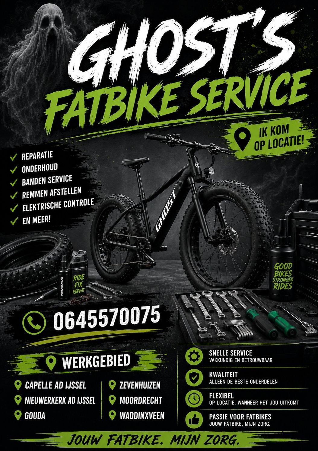 Fatbike reparaties op locatie, omgeving zuidplas, Ophalen, Fatbike, Band