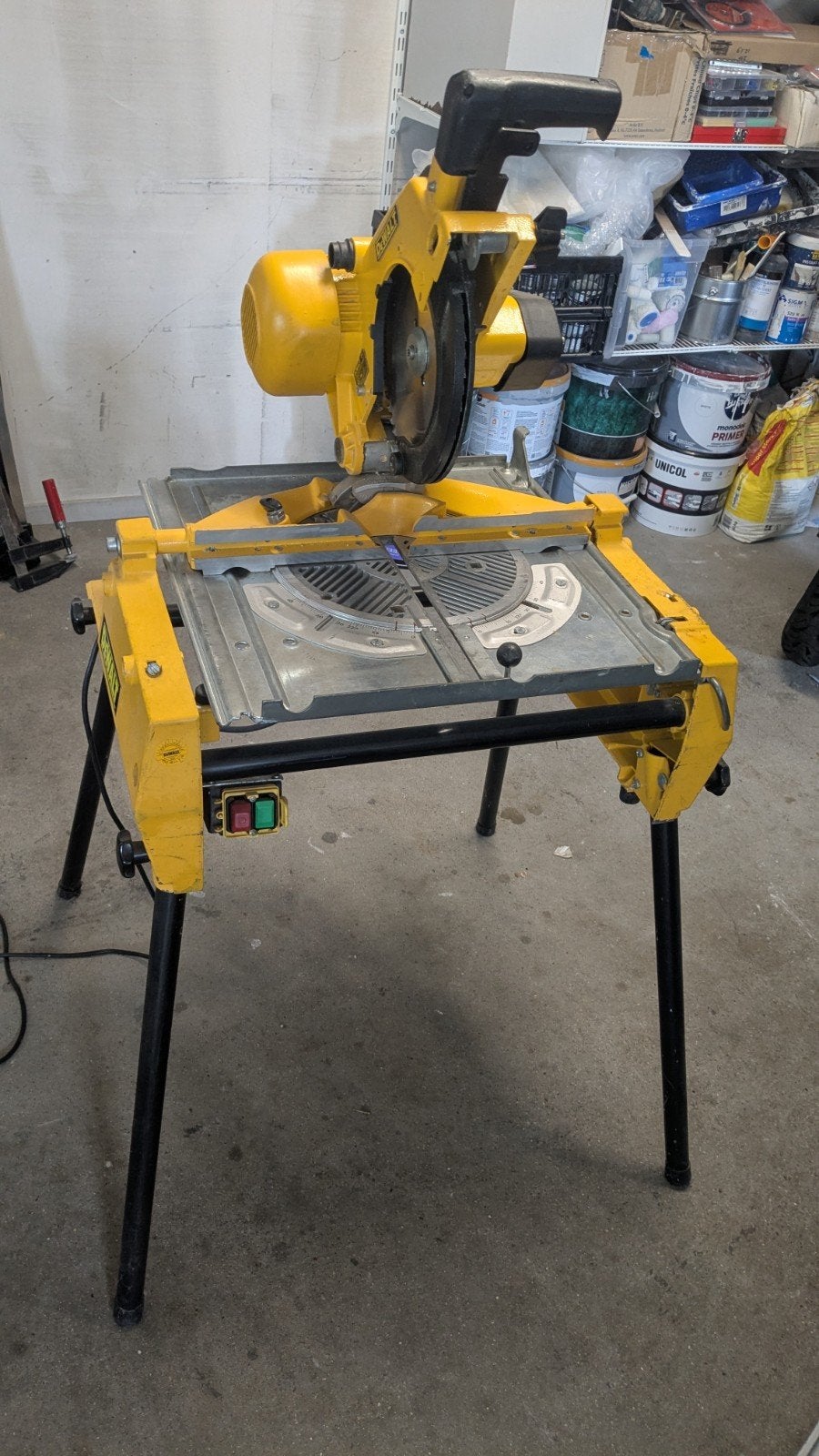 DeWalt DW743 flip over Afkort- en Tafelzaag - Storing, Doe-het-zelf en Verbouw, Ophalen, Gebruikt, DeWalt, 70 mm of meer