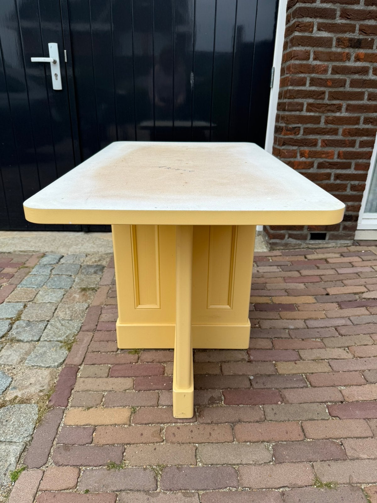 Houten tafel, blad van kastanjehout, Ophalen, Gebruikt, 100 tot 150 cm, 50 tot 100 cm