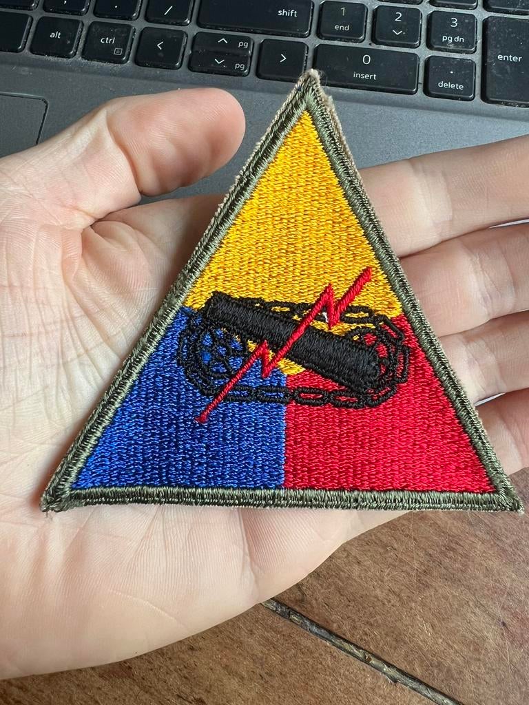 WO2 Amerikaans Armored Division Tank patch sherman, Verzamelen, Militaria | Tweede Wereldoorlog, Verzenden, Nederland, Embleem of Badge