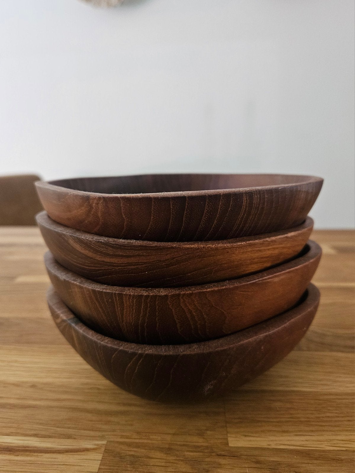 Set van 4 houten schaaltjes - 15 cm breed, 5 cm hoog, Ophalen of Verzenden