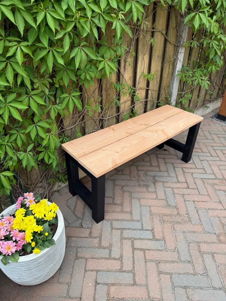 Nieuw douglas tuinbankje met houten poten. 120x46x40, Ophalen, Nieuw, Hout