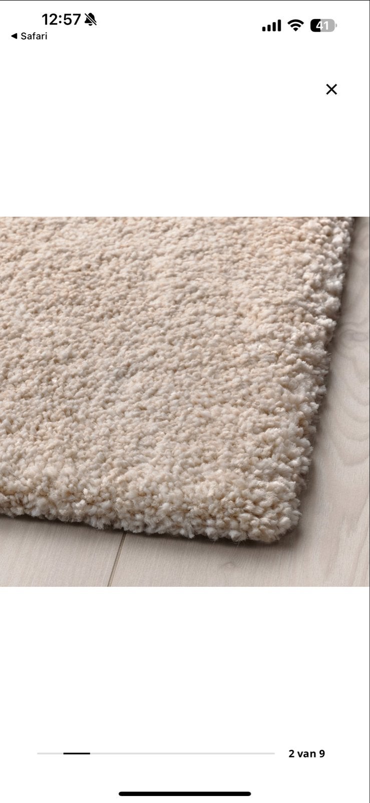 IKEA STOENSE Vloerkleed - Crème (170x240 cm), Ophalen, 150 tot 200 cm, 200 cm of meer, Zo goed als nieuw