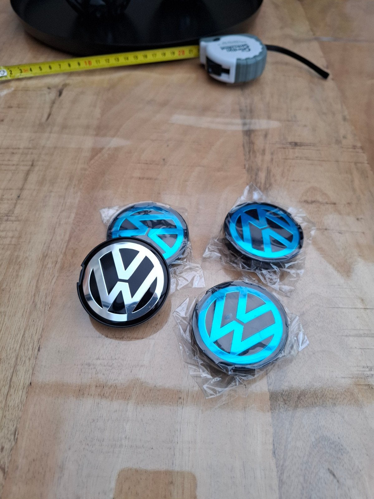 Zwarte Naafkappen met Chrome VW Logo - 55mm/52mm, Ophalen of Verzenden, Nieuw