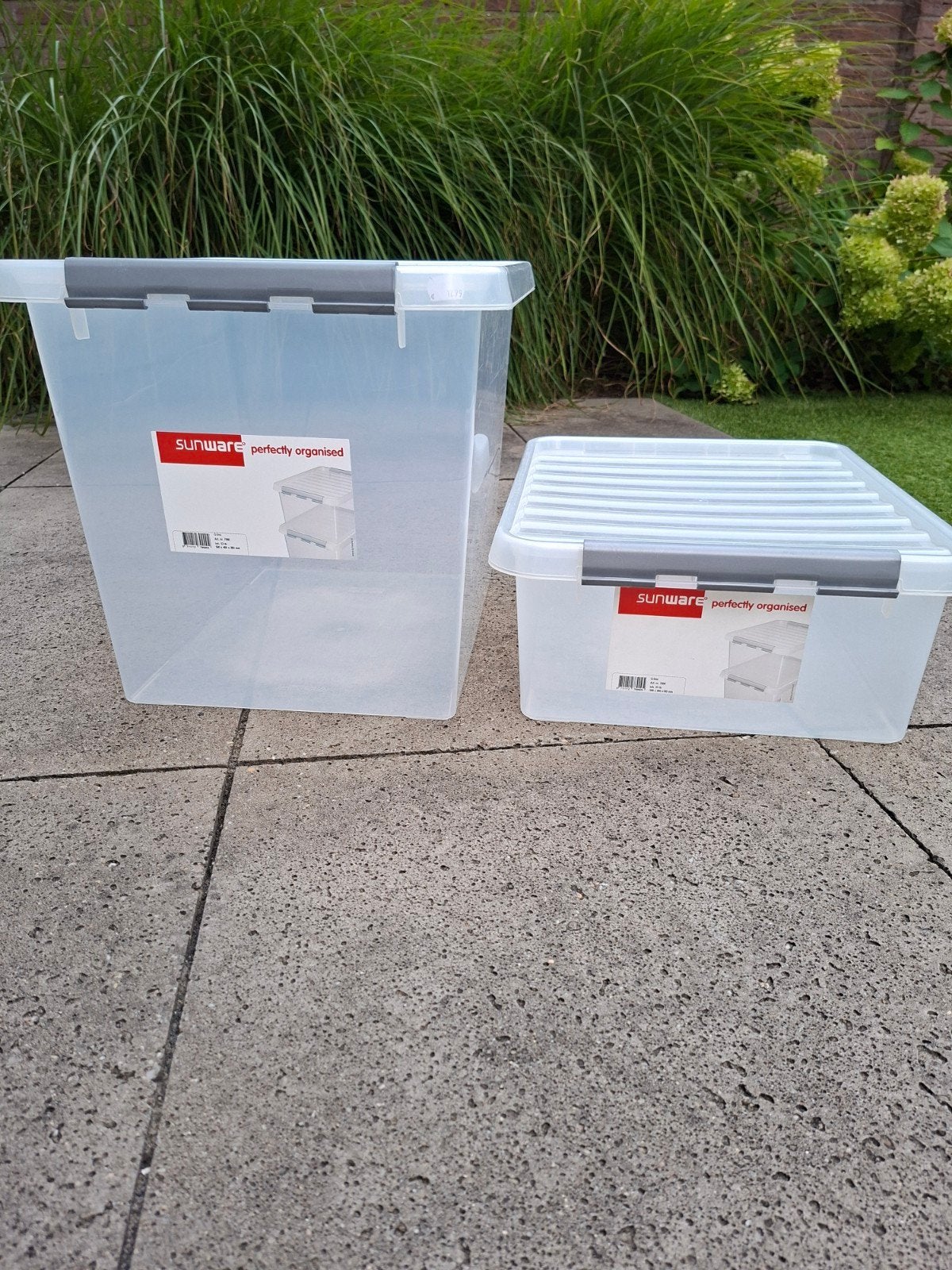 2 plastic opbergboxen 25 liter en 52 liter, Ophalen, 40 tot 60 cm, Bak of Kist