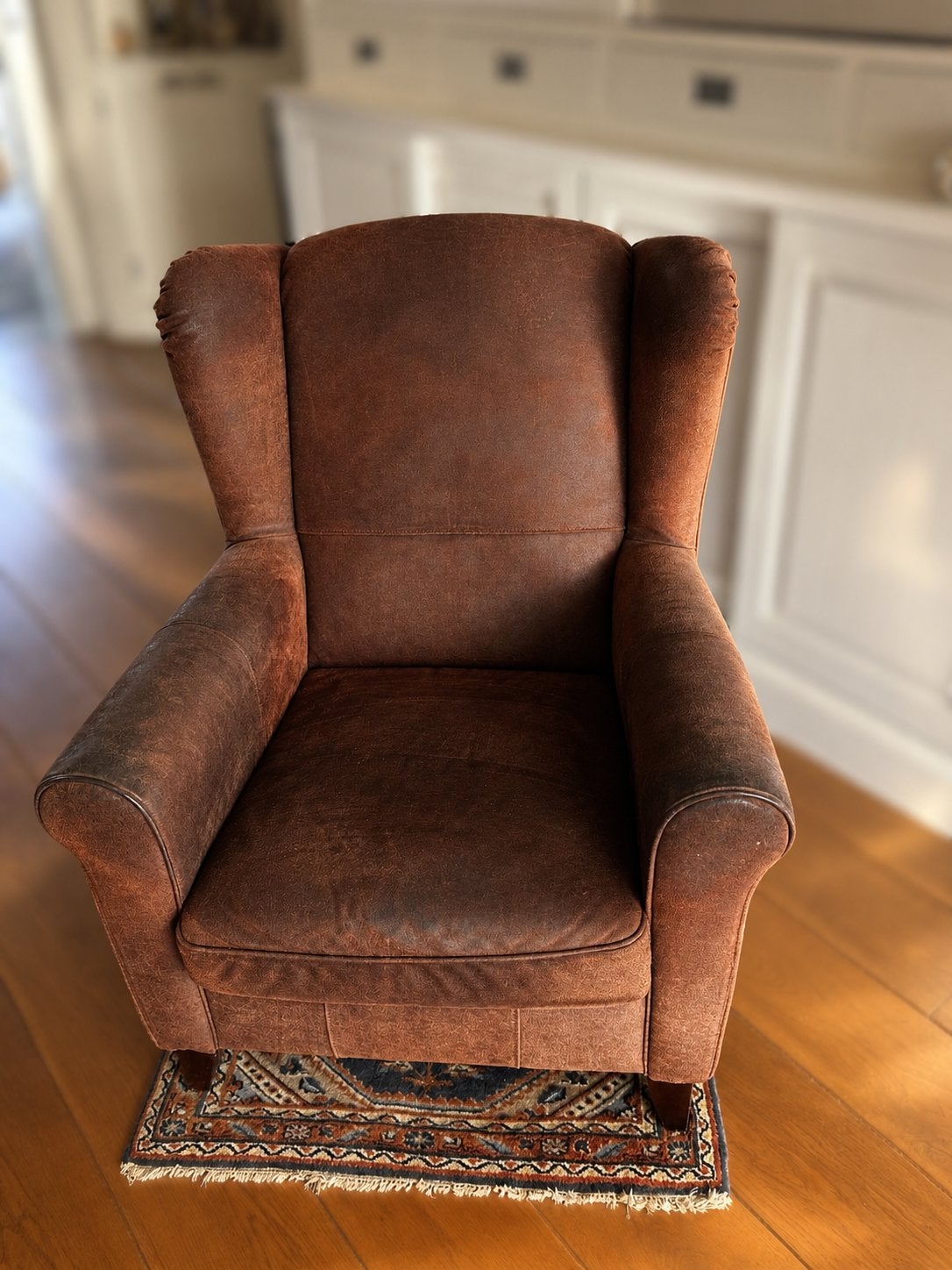 Fauteuils, bruin nubuck, Huis en Inrichting, Ophalen, Gebruikt, 75 tot 100 cm, Leer