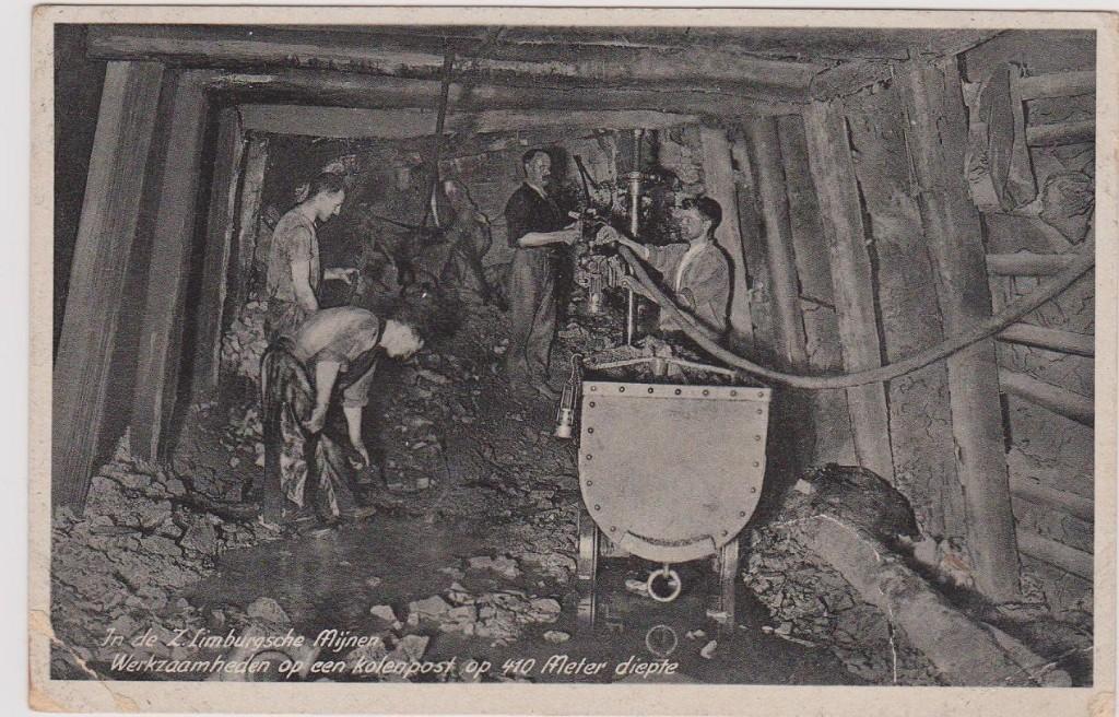 Zuid-Limburgsche Mijnen - Werkzaamheden op een kolenpost, Verzamelen, Ansichtkaarten | Nederland, Verzenden, 1920 tot 1940, Gelopen