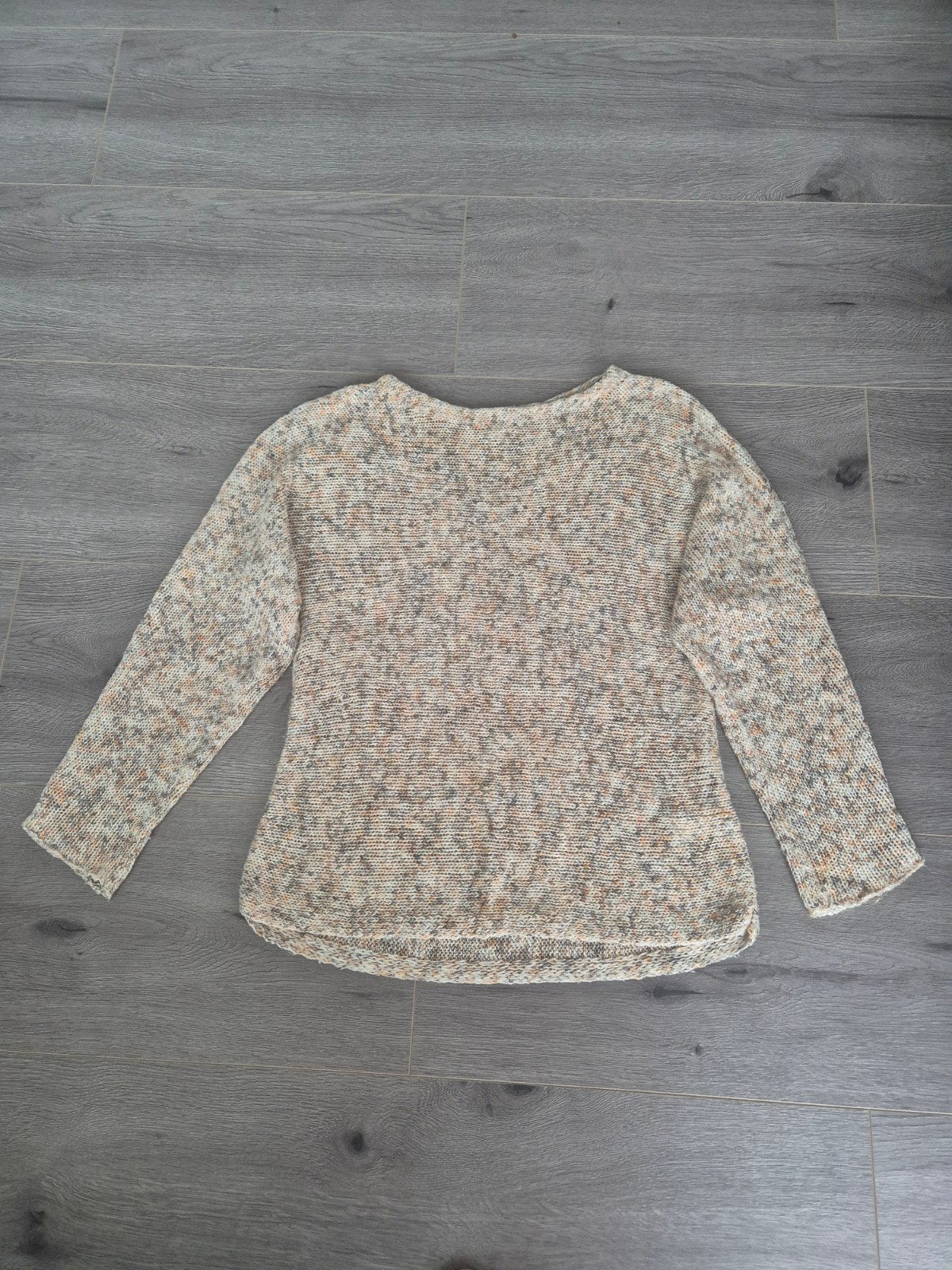 H&M Basic gebreide trui - gemêleerd beige/oranje/grijs - S, Kleding | Dames, H&M, Beige, Ophalen of Verzenden, Zo goed als nieuw