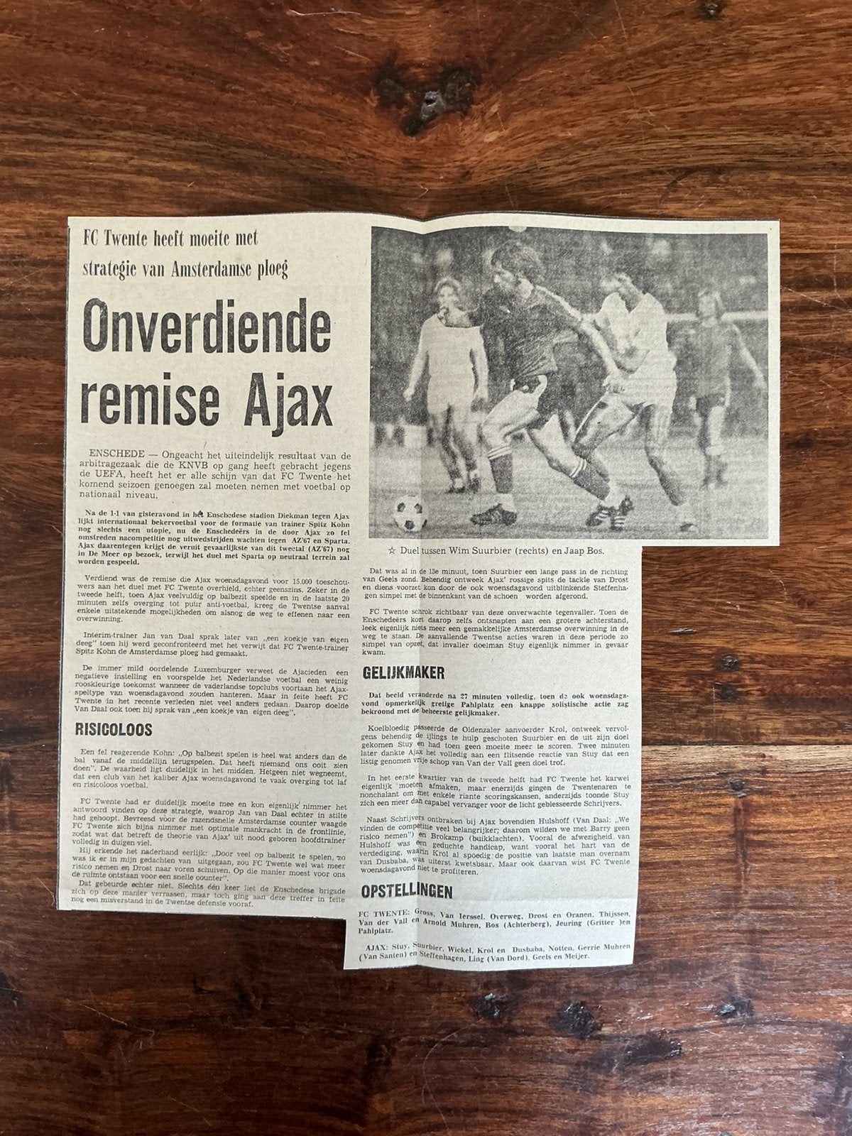 Voetbal krantenartikel FC Twente Ajax augustus 1975, Ophalen of Verzenden, Knipsel(s)