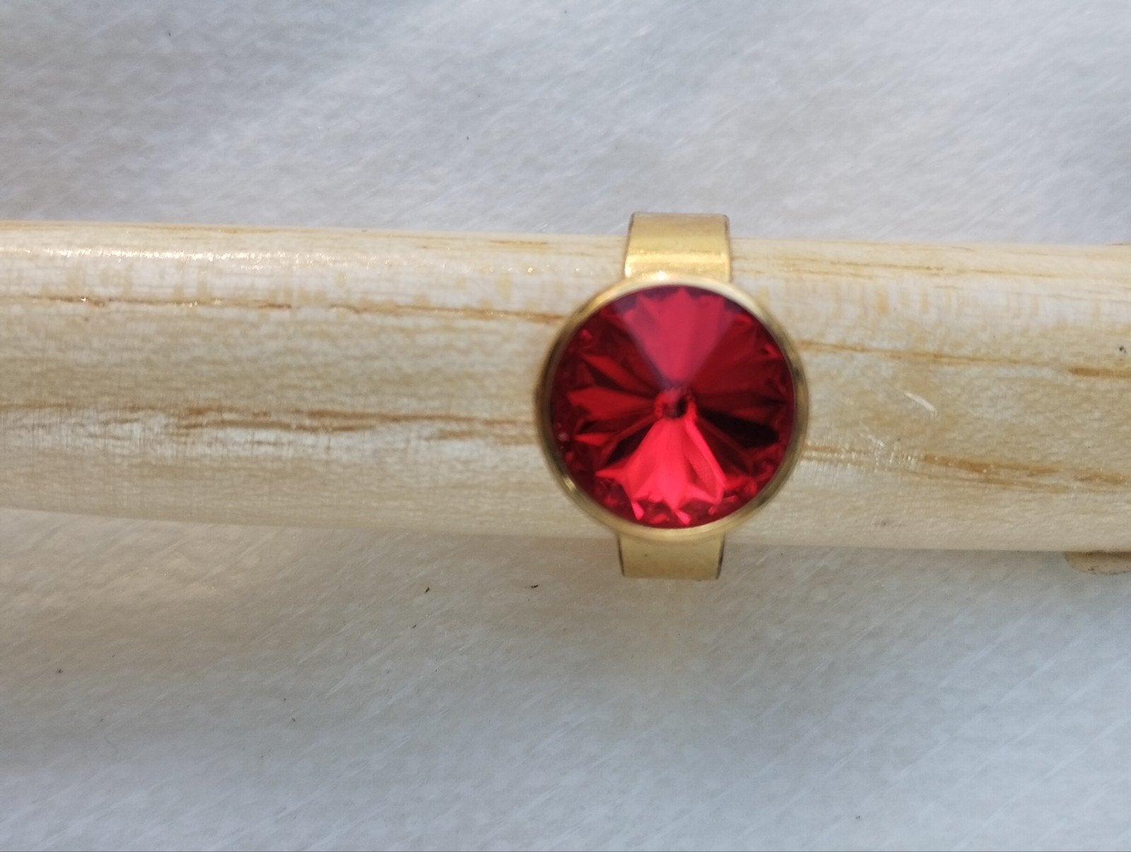 Swarovski ring Siam rood verstelbaar gp, Verzenden, Nieuw, Rood