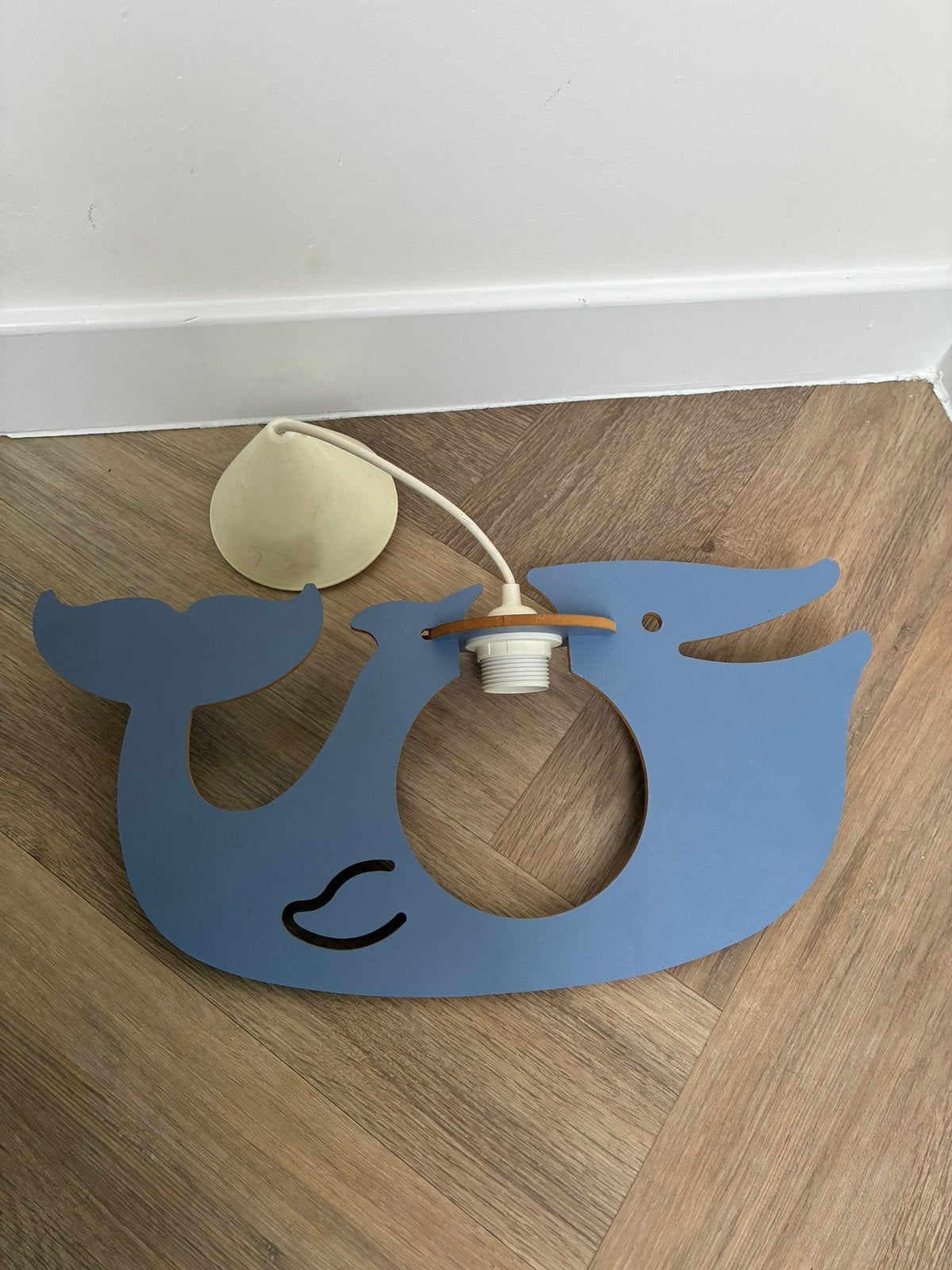 Leuke blauwe walvislamp van hout, Ophalen of Verzenden, Hout, Minder dan 50 cm