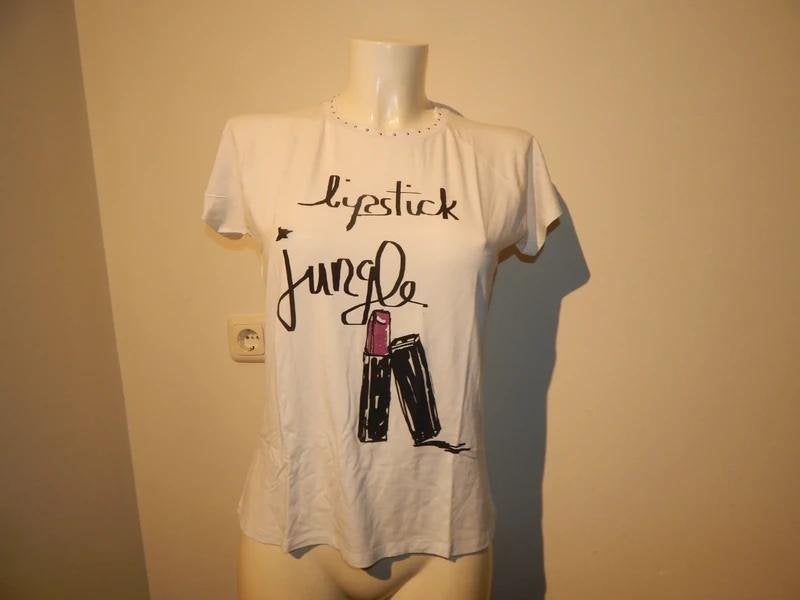 Marccain wit shirt leuke print gouden studs hals N2