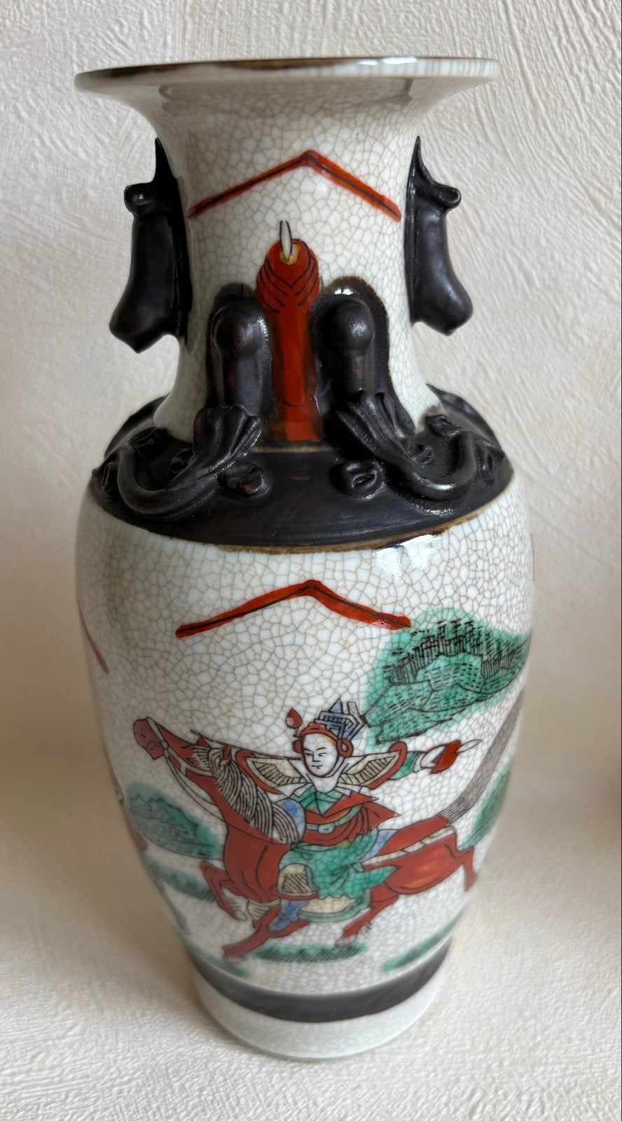Antieke Chinese Crackle Glaze Vaas met Scènes, Ophalen of Verzenden