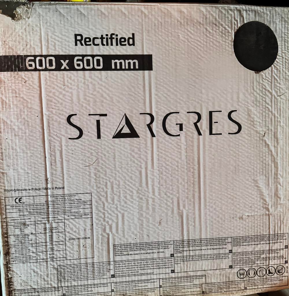 Stargres antraciet tegels 60x60, Ophalen, 60 cm of meer, Zo goed als nieuw, 10 m² of meer
