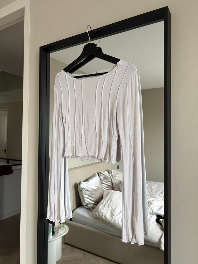 Zara tshirt top met ribbels wit maat s, Ophalen of Verzenden, Maat 36 (S), Wit, Lange mouw