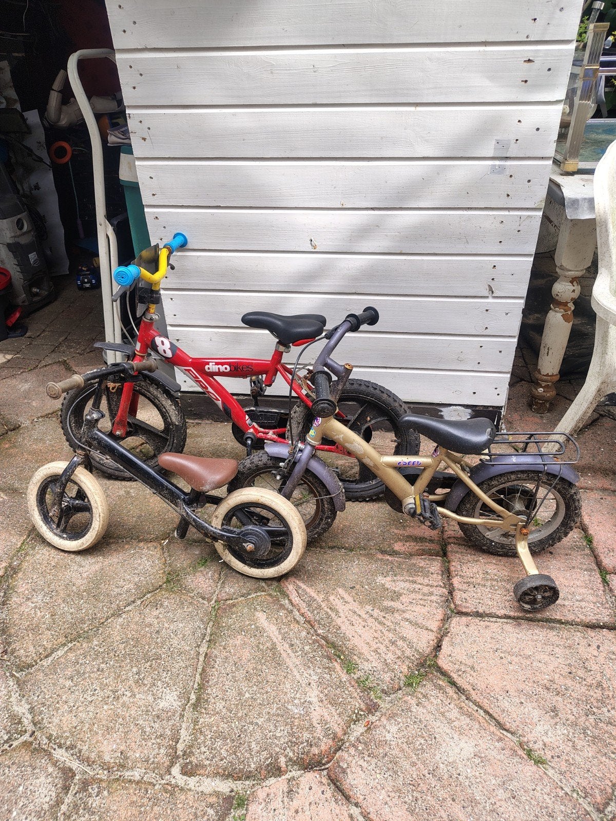 3 kinderfietsjes, Ophalen, Gebruikt, Minder dan 16 inch, Zijwieltjes