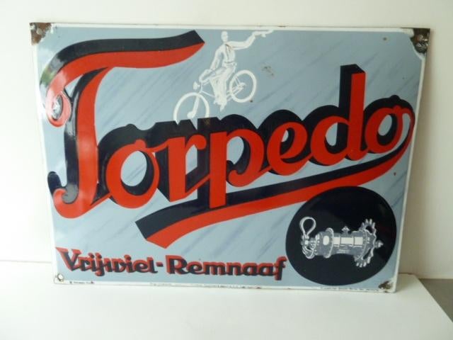 emaille bord antieke fiets oldtimer reclame vintage rijwiel, Ophalen of Verzenden, Gebruikt, Reclamebord