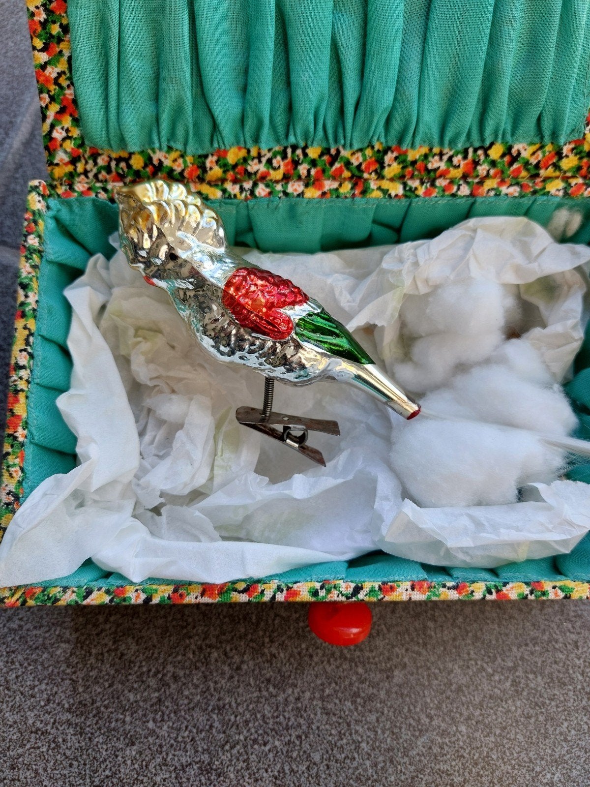 mooie oude kerstbal vogel, Ophalen of Verzenden, Gebruikt